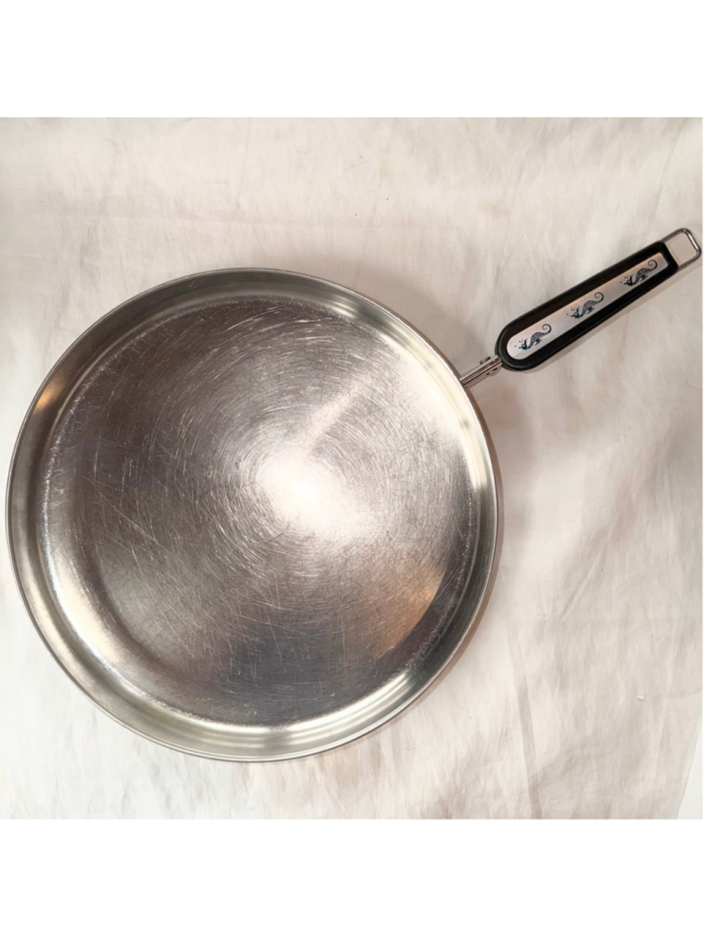 Vintage HTF Revere Ware Neptune 12” Copper Bottom Frying Pan Seahorse Handle